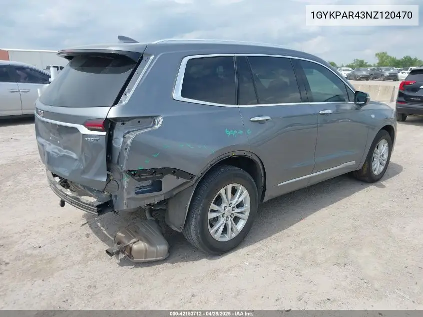 2022 Cadillac Xt6 Fwd Luxury VIN: 1GYKPAR43NZ120470 Lot: 42153712