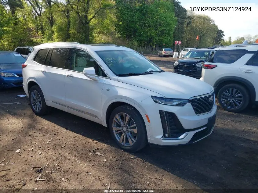 2022 Cadillac Xt6 Awd Premium Luxury VIN: 1GYKPDRS3NZ124924 Lot: 42215418