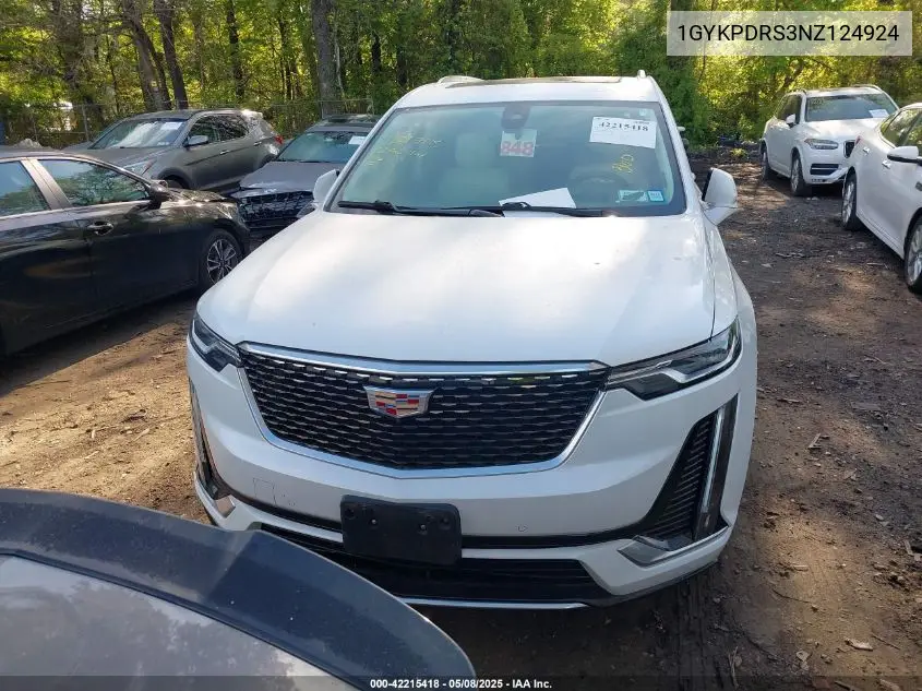 2022 Cadillac Xt6 Awd Premium Luxury VIN: 1GYKPDRS3NZ124924 Lot: 42215418