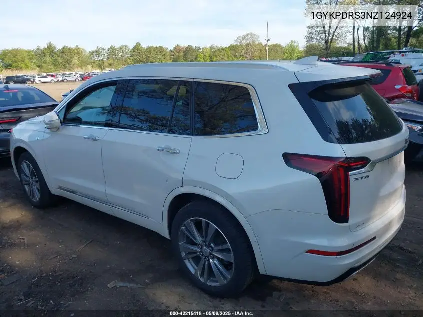 2022 Cadillac Xt6 Awd Premium Luxury VIN: 1GYKPDRS3NZ124924 Lot: 42215418