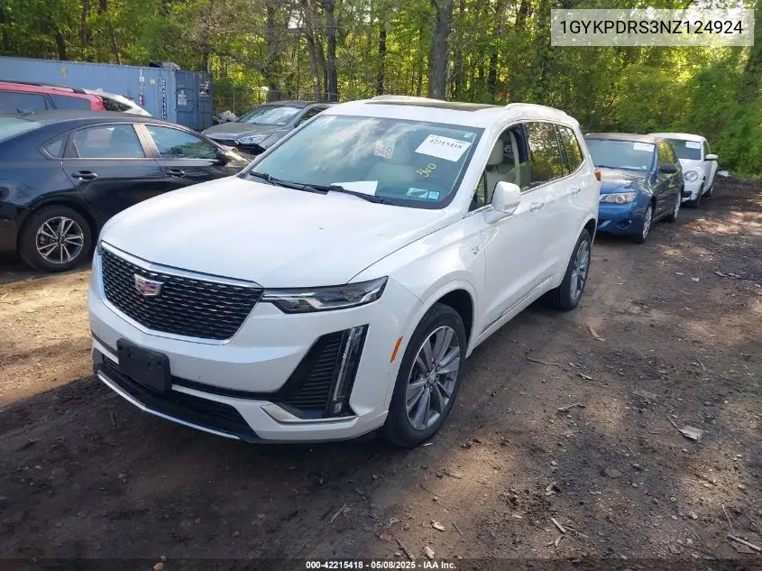 2022 Cadillac Xt6 Awd Premium Luxury VIN: 1GYKPDRS3NZ124924 Lot: 42215418