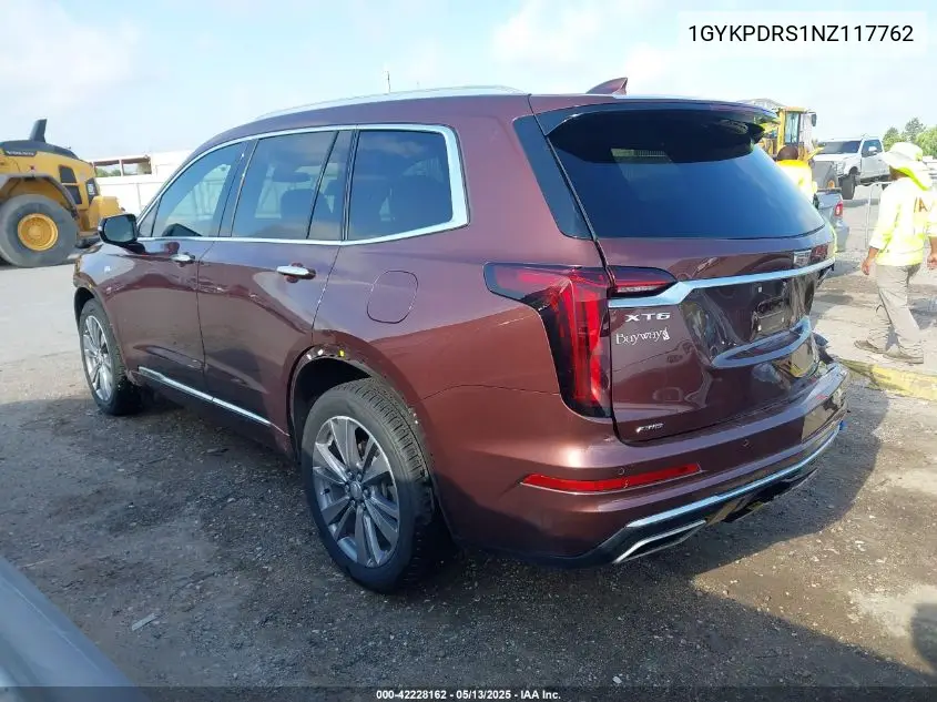 2022 Cadillac Xt6 Awd Premium Luxury VIN: 1GYKPDRS1NZ117762 Lot: 42228162
