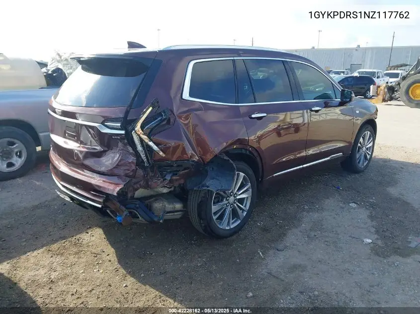 2022 Cadillac Xt6 Awd Premium Luxury VIN: 1GYKPDRS1NZ117762 Lot: 42228162