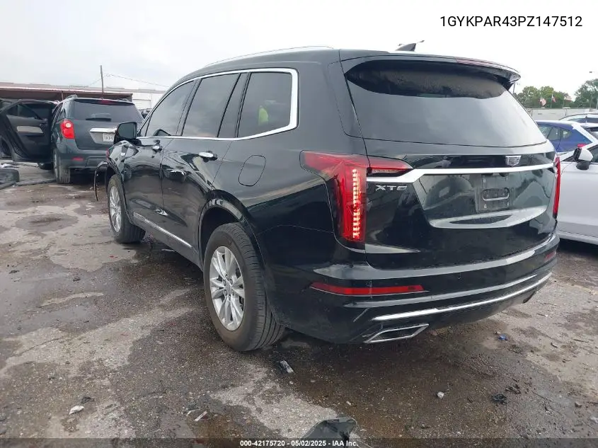 2023 Cadillac Xt6 Fwd Luxury VIN: 1GYKPAR43PZ147512 Lot: 42175720
