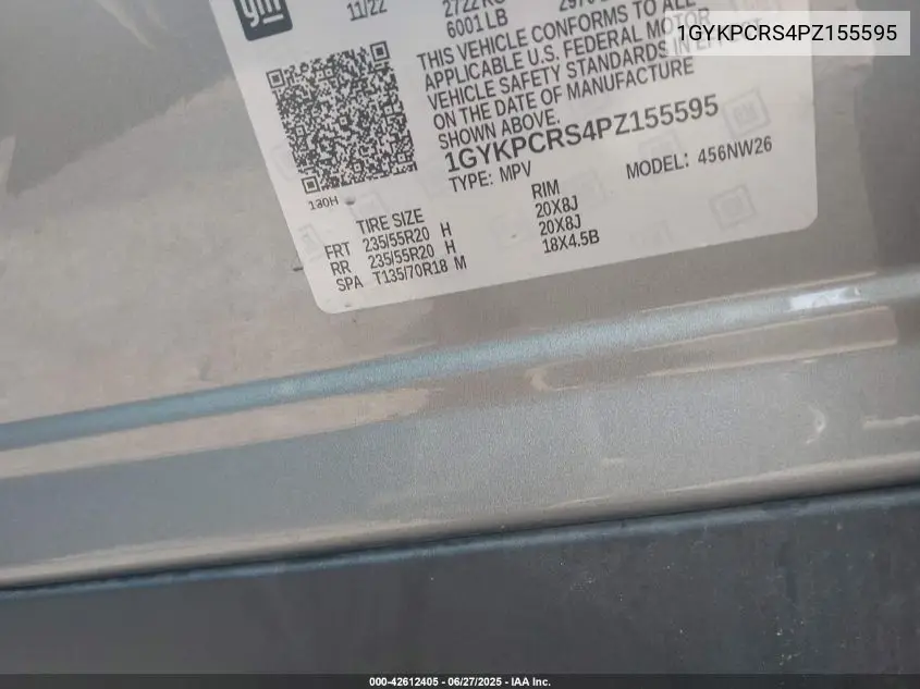 2023 Cadillac Xt6 Fwd Premium Luxury VIN: 1GYKPCRS4PZ155595 Lot: 42612405