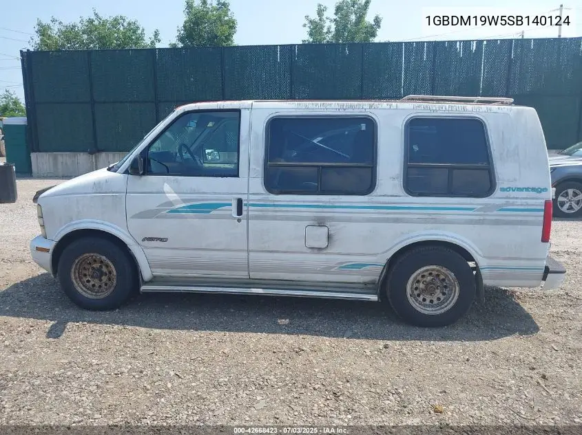 1995 Chevrolet Astro VIN: 1GBDM19W5SB140124 Lot: 42668423