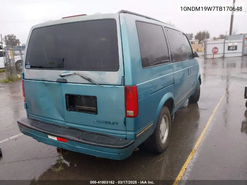 1996 Chevrolet Astro VIN: 1GNDM19W7TB170648 Lot: 41803162
