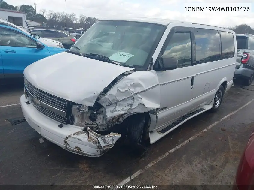 1998 Chevrolet Astro VIN: 1GNDM19W4WB103476 Lot: 41735080