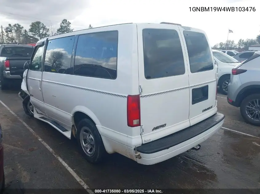 1998 Chevrolet Astro VIN: 1GNDM19W4WB103476 Lot: 41735080