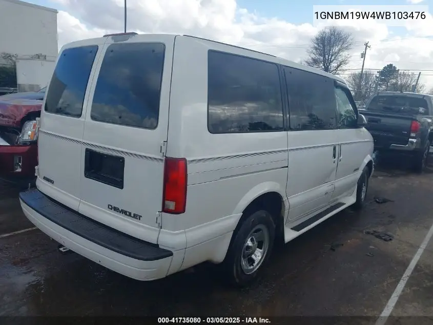 1998 Chevrolet Astro VIN: 1GNDM19W4WB103476 Lot: 41735080