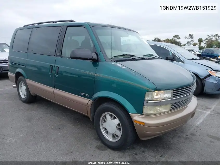 1998 Chevrolet Astro VIN: 1GNDM19W2WB151929 Lot: 42160979