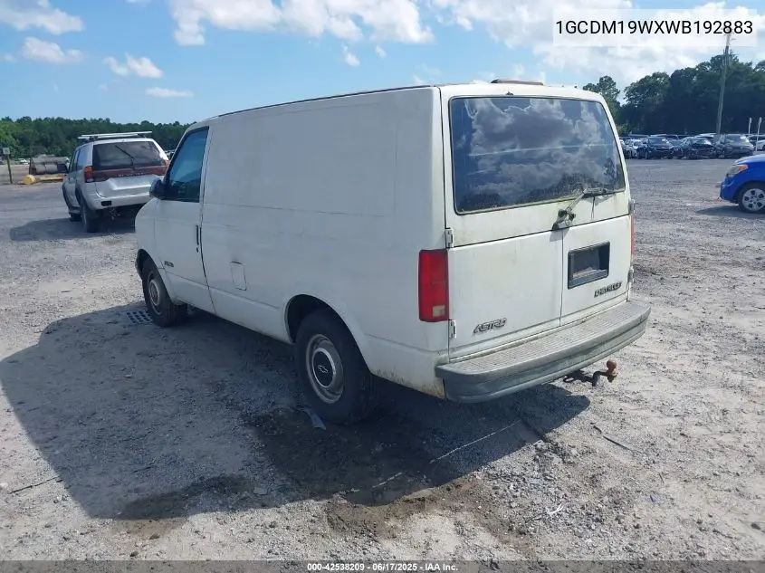 1998 Chevrolet Astro VIN: 1GCDM19WXWB192883 Lot: 42538209