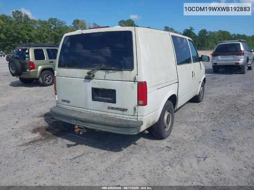 1998 Chevrolet Astro VIN: 1GCDM19WXWB192883 Lot: 42538209