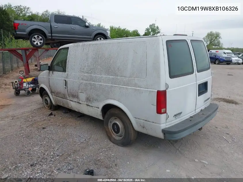 1999 Chevrolet Astro VIN: 1GCDM19W8XB106326 Lot: 42062904