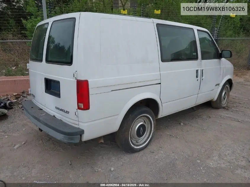 1999 Chevrolet Astro VIN: 1GCDM19W8XB106326 Lot: 42062904