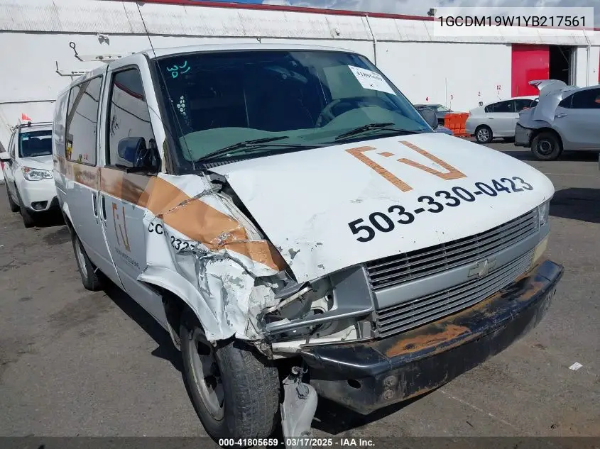 2000 Chevrolet Astro VIN: 1GCDM19W1YB217561 Lot: 41805659