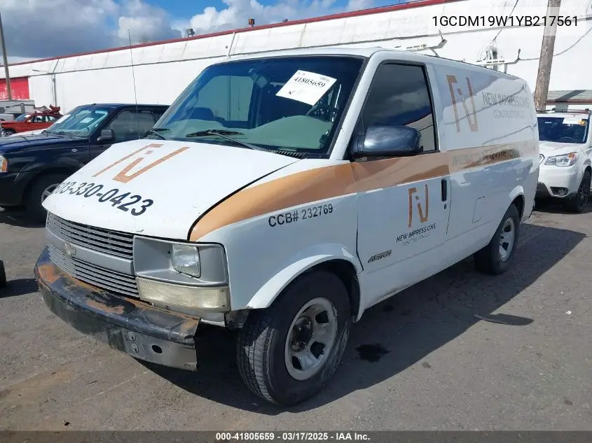 2000 Chevrolet Astro VIN: 1GCDM19W1YB217561 Lot: 41805659