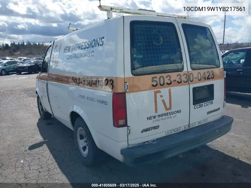 2000 Chevrolet Astro VIN: 1GCDM19W1YB217561 Lot: 41805659