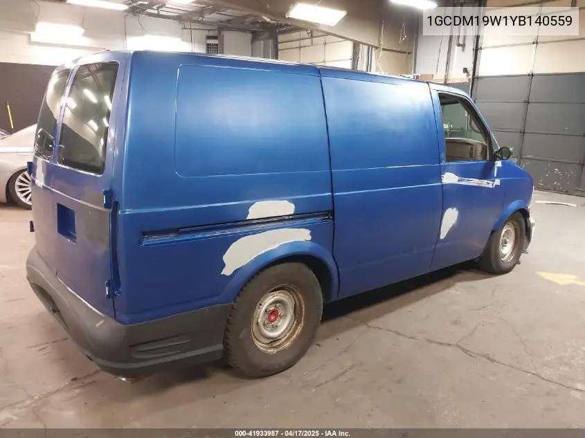 2000 Chevrolet Astro VIN: 1GCDM19W1YB140559 Lot: 41933987