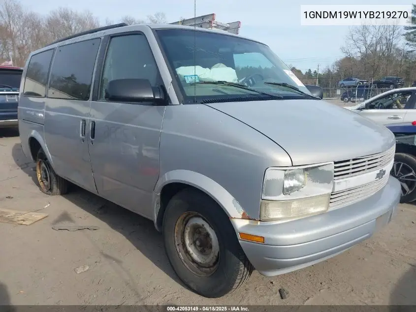 2000 Chevrolet Astro VIN: 1GNDM19W1YB219270 Lot: 42053149