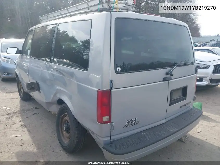 2000 Chevrolet Astro VIN: 1GNDM19W1YB219270 Lot: 42053149