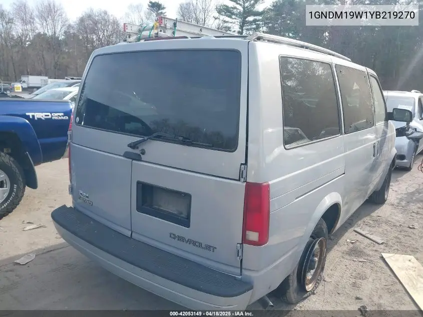 2000 Chevrolet Astro VIN: 1GNDM19W1YB219270 Lot: 42053149