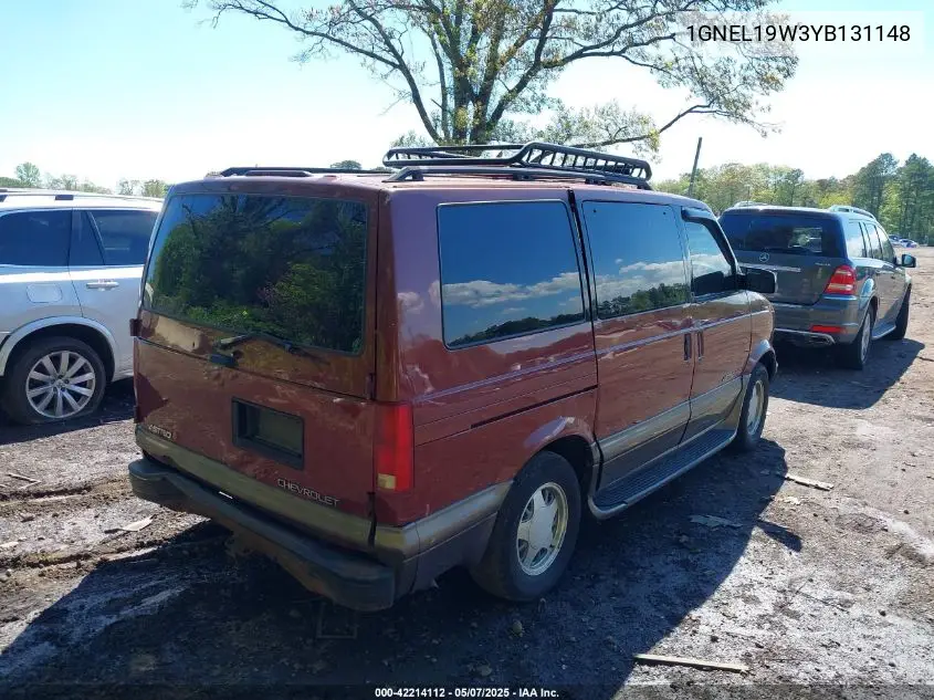 2000 Chevrolet Astro VIN: 1GNEL19W3YB131148 Lot: 42214112