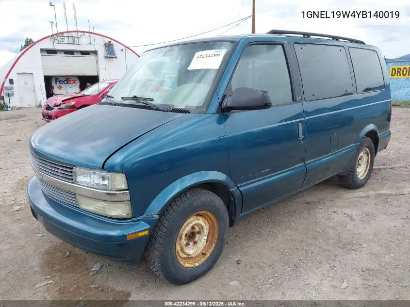 2000 Chevrolet Astro VIN: 1GNEL19W4YB140019 Lot: 42234299
