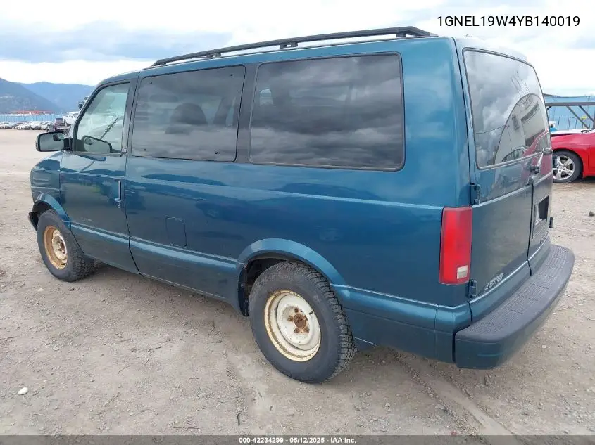 2000 Chevrolet Astro VIN: 1GNEL19W4YB140019 Lot: 42234299