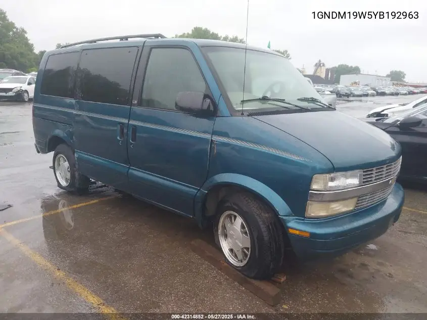 2000 Chevrolet Astro VIN: 1GNDM19W5YB192963 Lot: 42314852