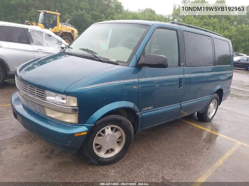 2000 Chevrolet Astro VIN: 1GNDM19W5YB192963 Lot: 42314852