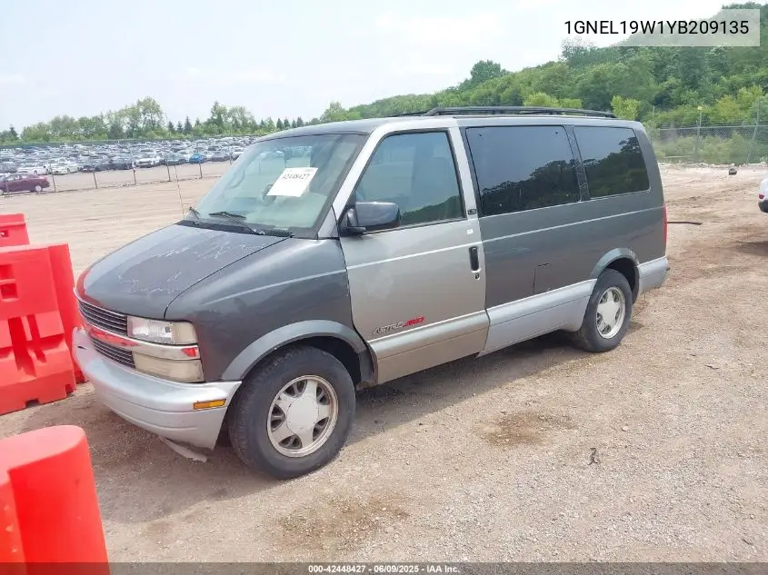 2000 Chevrolet Astro VIN: 1GNEL19W1YB209135 Lot: 42448427