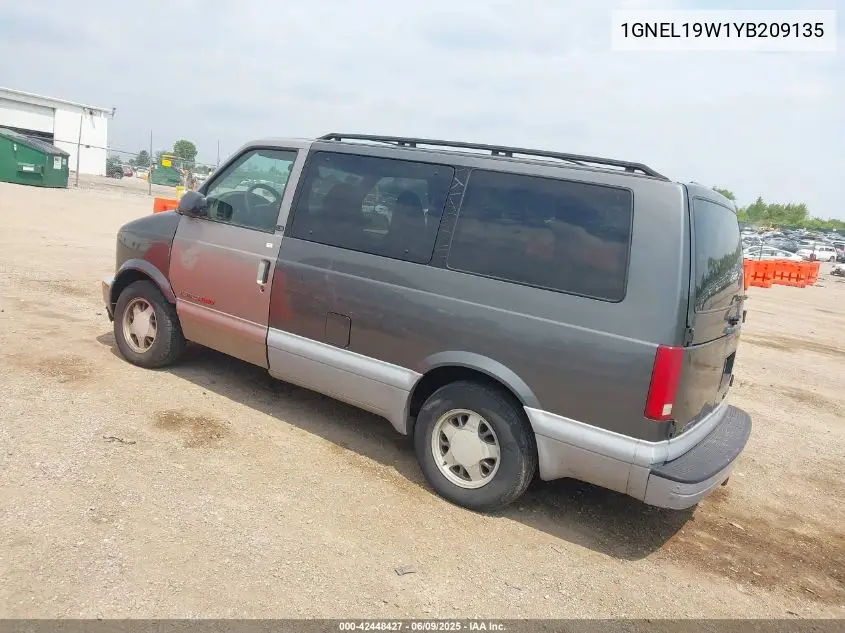 2000 Chevrolet Astro VIN: 1GNEL19W1YB209135 Lot: 42448427
