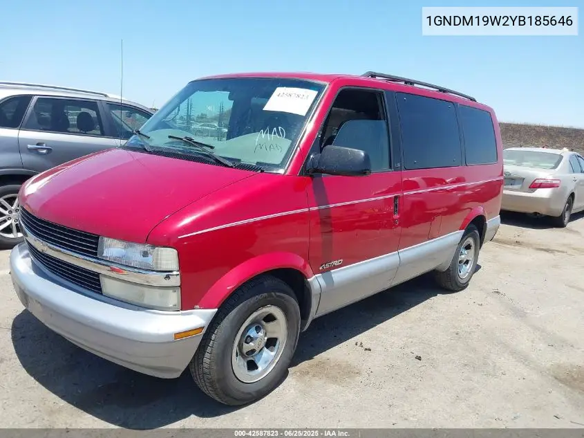 2000 Chevrolet Astro VIN: 1GNDM19W2YB185646 Lot: 42587823