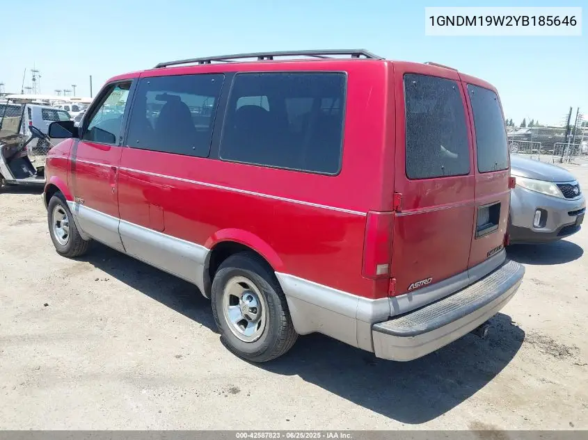 2000 Chevrolet Astro VIN: 1GNDM19W2YB185646 Lot: 42587823