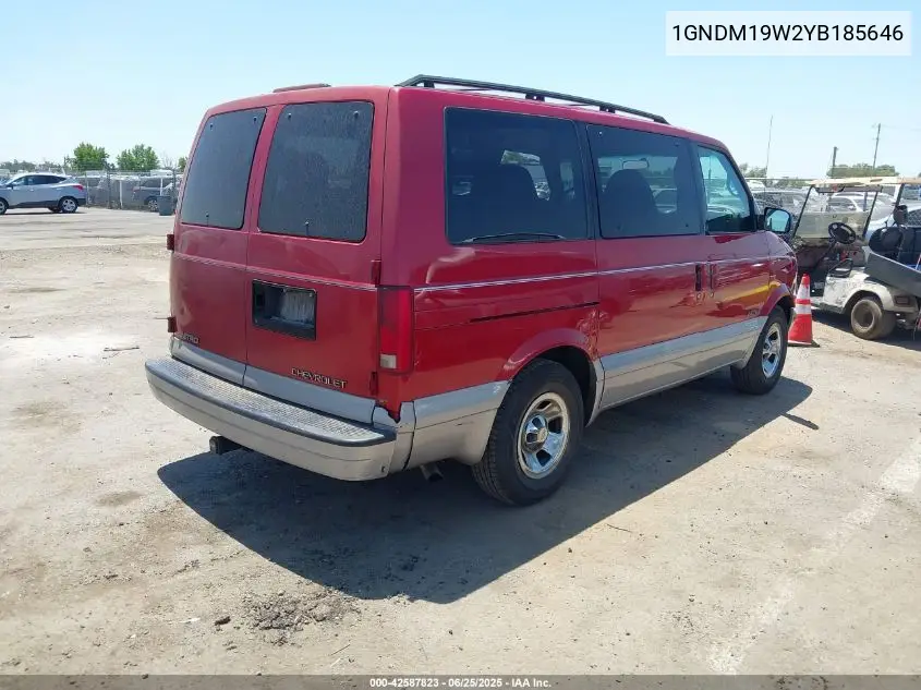 2000 Chevrolet Astro VIN: 1GNDM19W2YB185646 Lot: 42587823