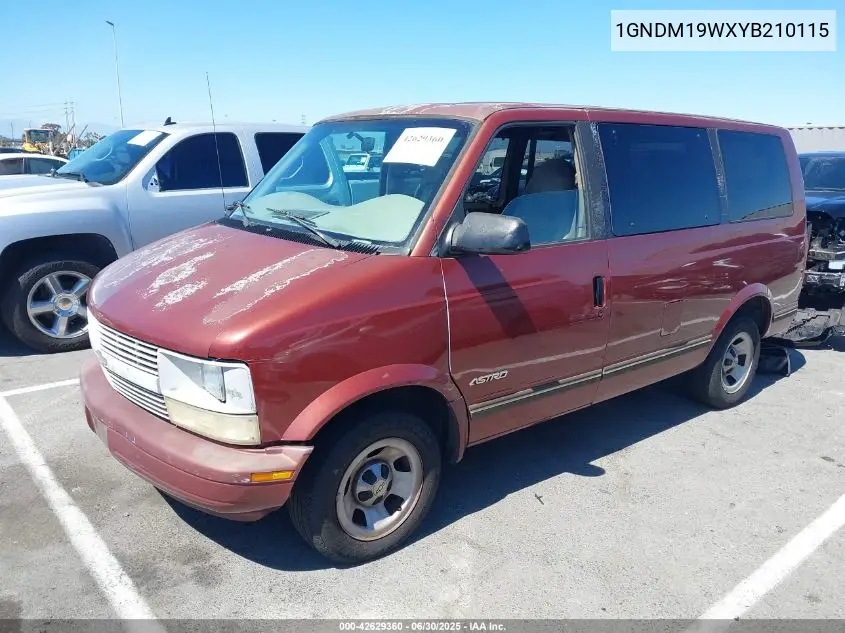 2000 Chevrolet Astro VIN: 1GNDM19WXYB210115 Lot: 42629360