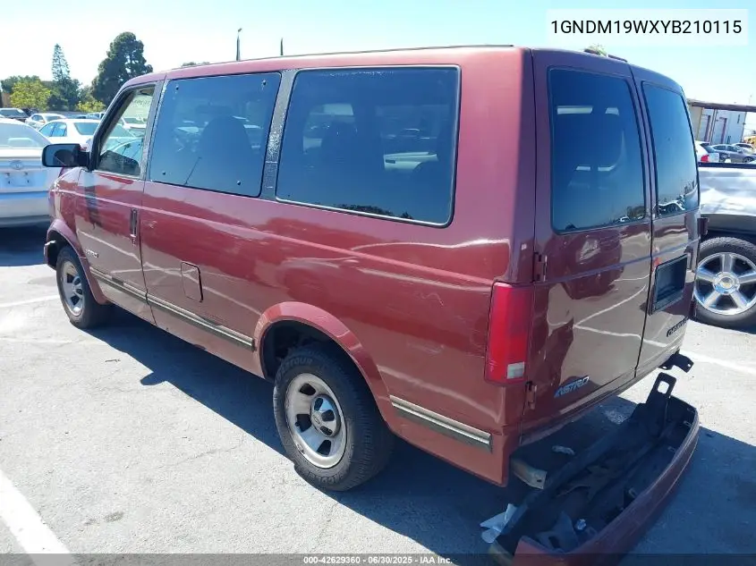 2000 Chevrolet Astro VIN: 1GNDM19WXYB210115 Lot: 42629360