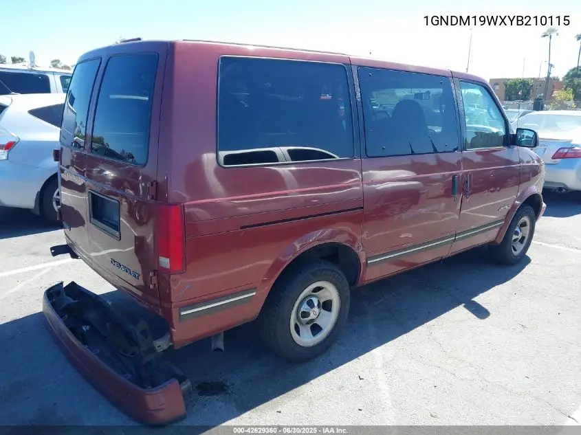 2000 Chevrolet Astro VIN: 1GNDM19WXYB210115 Lot: 42629360