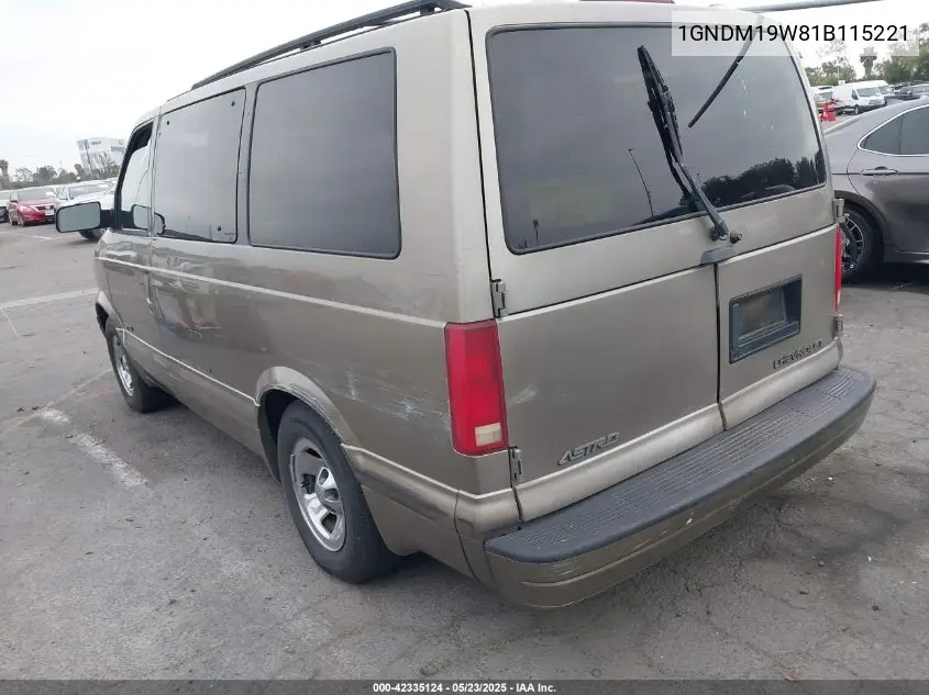 2001 Chevrolet Astro Passenger Ls VIN: 1GNDM19W81B115221 Lot: 42335124