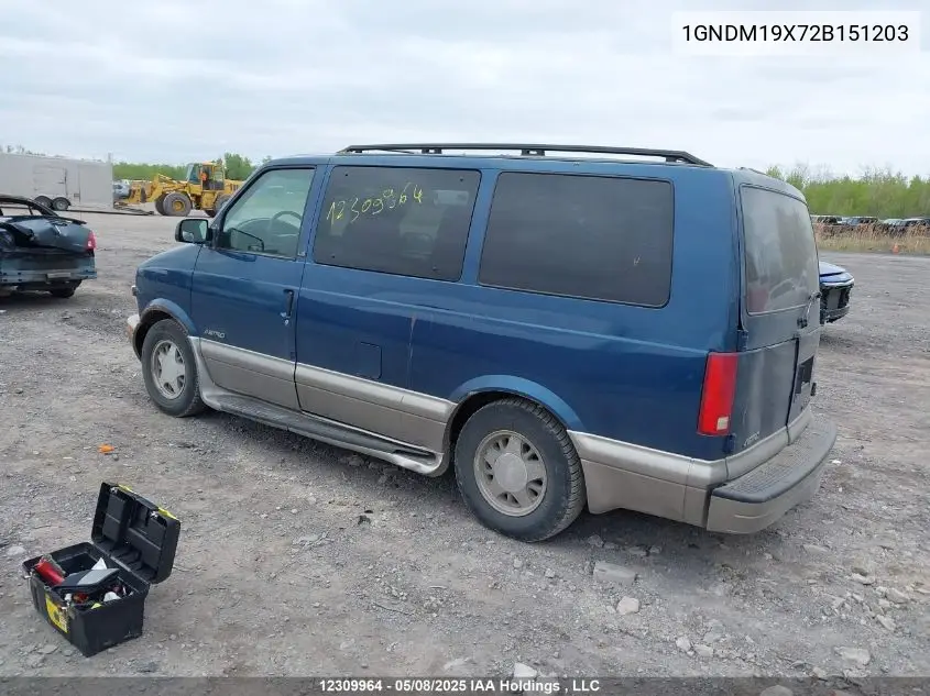 2002 Chevrolet Astro VIN: 1GNDM19X72B151203 Lot: 12309964X