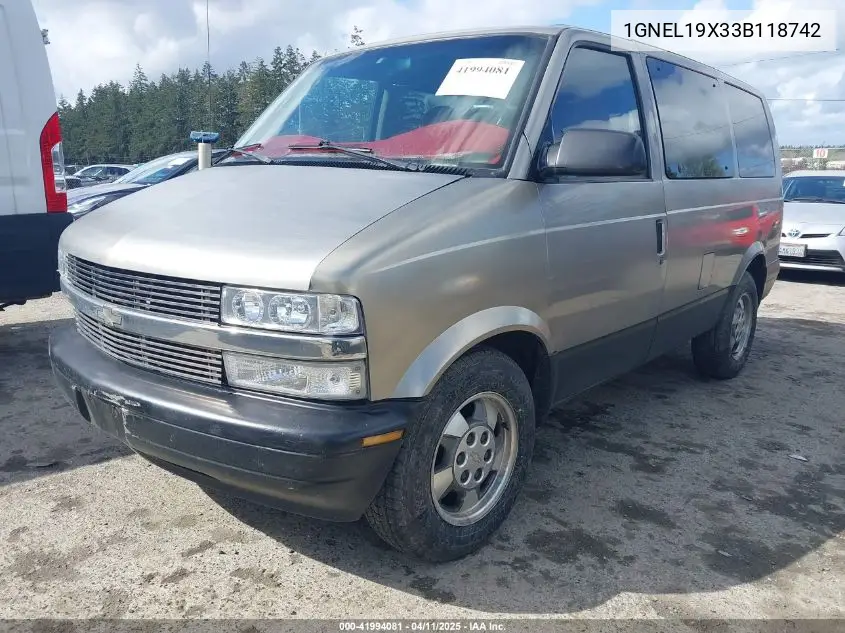2003 Chevrolet Astro Ls VIN: 1GNEL19X33B118742 Lot: 41994081