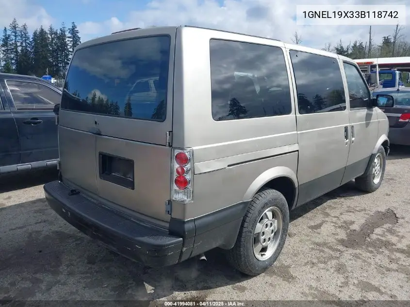 2003 Chevrolet Astro Ls VIN: 1GNEL19X33B118742 Lot: 41994081