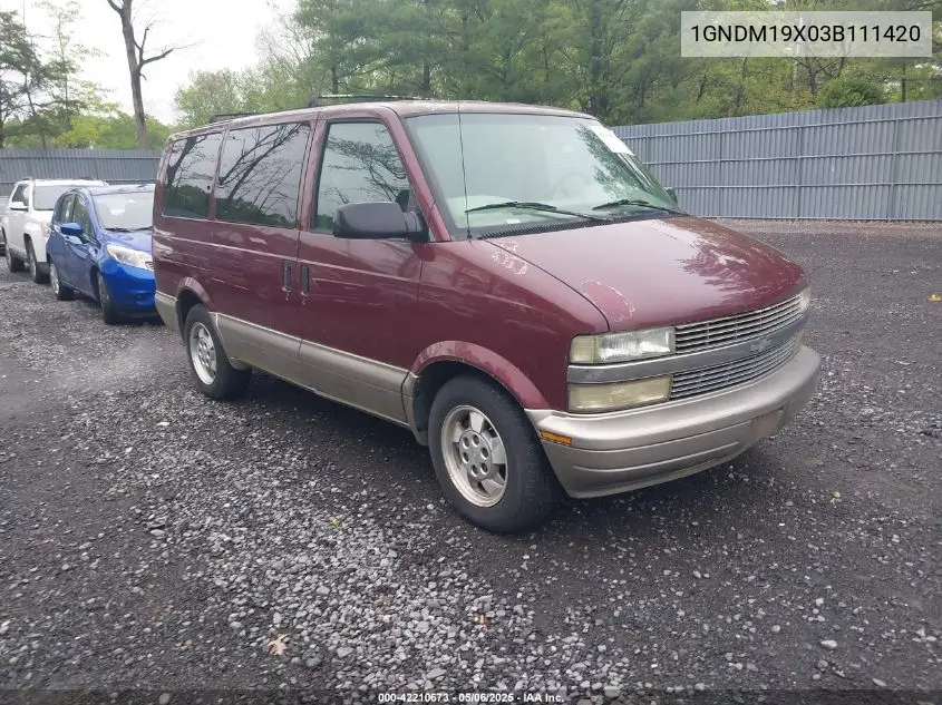 2003 Chevrolet Astro VIN: 1GNDM19X03B111420 Lot: 42210673
