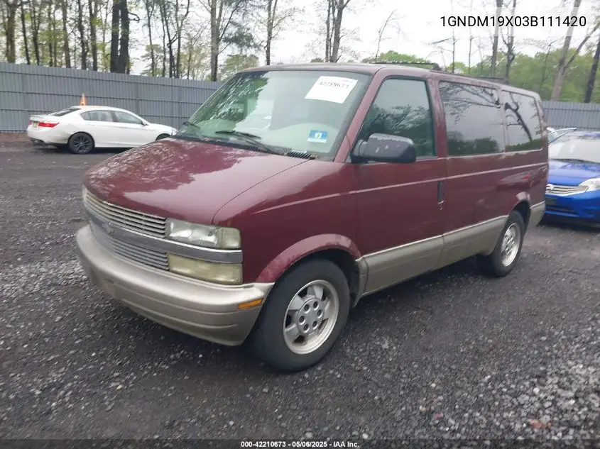2003 Chevrolet Astro VIN: 1GNDM19X03B111420 Lot: 42210673