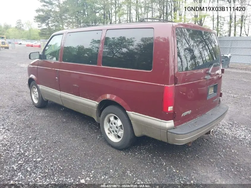 2003 Chevrolet Astro VIN: 1GNDM19X03B111420 Lot: 42210673