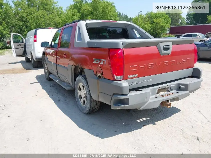 2002 Chevrolet Avalanche K1500 VIN: 3GNEK13T12G256861 Lot: 12361485