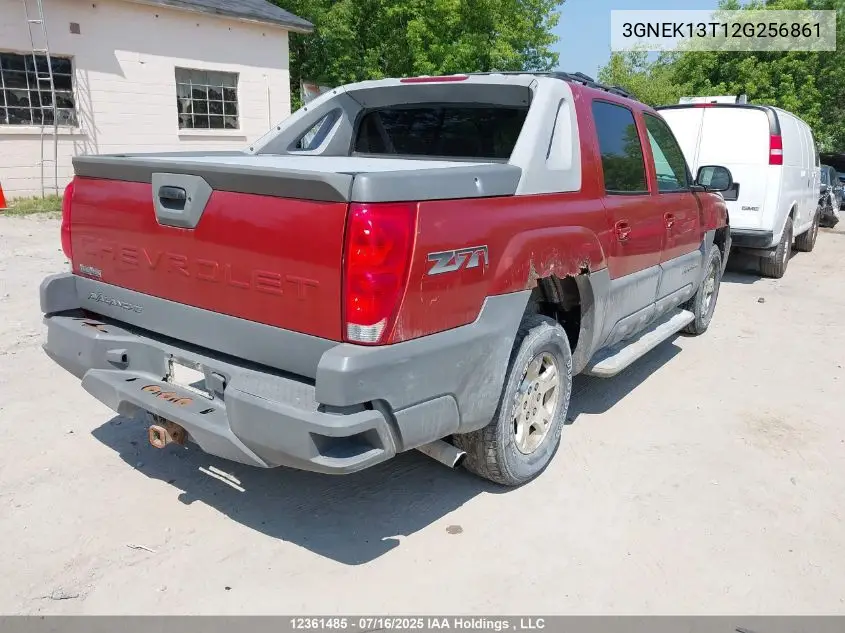 2002 Chevrolet Avalanche K1500 VIN: 3GNEK13T12G256861 Lot: 12361485