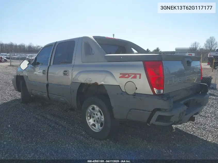 2002 Chevrolet Avalanche 1500 VIN: 3GNEK13T62G117177 Lot: 42051185