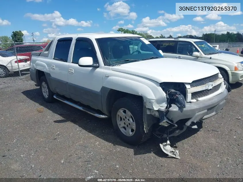2002 Chevrolet Avalanche 1500 VIN: 3GNEC13T92G265370 Lot: 42197376